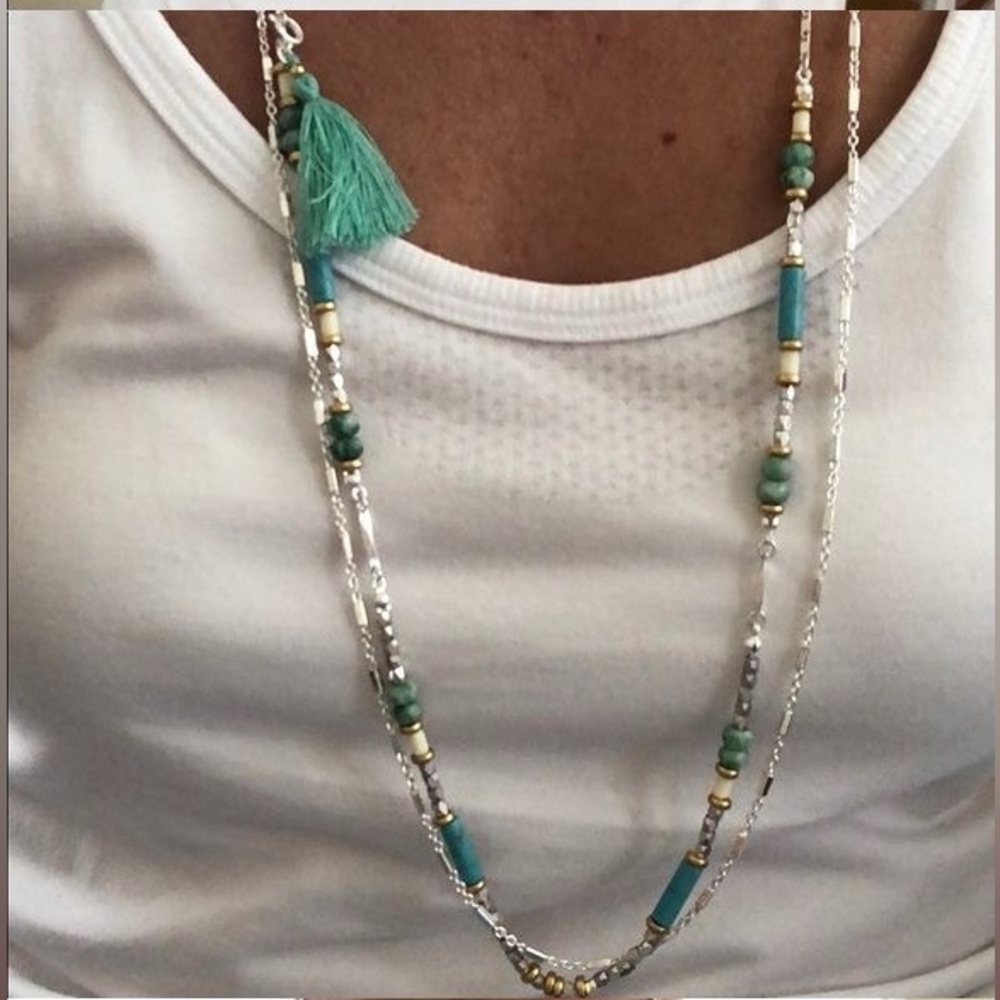 Stella & Dot Costa Necklace Turquoise tassel - Picture 14 of 14